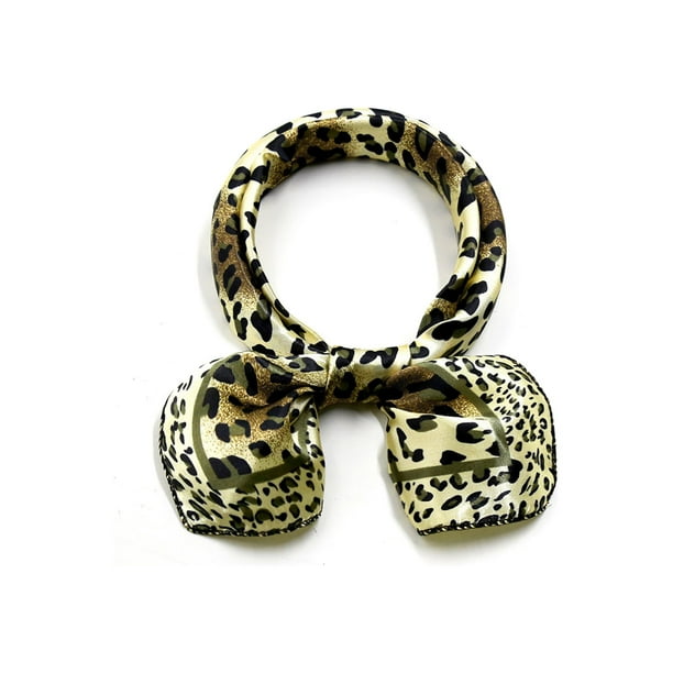INSPIRAR CHIC Bufanda de Mujer en Forma Cuadrada con Estampado de Color Contrastante Pañuelos Pañuelo de Cuello Leopardo Dorado 19.69x19.69