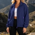 thumbnail image 7 of Women's Windbreaker Jackets without Hood Full Zip Stand Lapel Collar Windproof Waterproof Nylon Fall Coat (L, Navy), 7 of 7