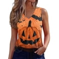 thumbnail image 3 of IMENGL Women's Slim-Fit Camisole Casual Halloween V Neck Vest Shirts | Pumpkin Graphic Shirt Halloween Print Layering Halloween Outfit Sleeveless Soft Tank Top for Womens,M-XXL, 3 of 7