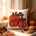 thumbnail image 4 of AURIGATE Pumpkin Pillow Cover, 17.7 in Canvas Living Room Sofa Festival Bow Decoration Cushion Case for Halloween Thanksgiving Home Decor, 4 of 8