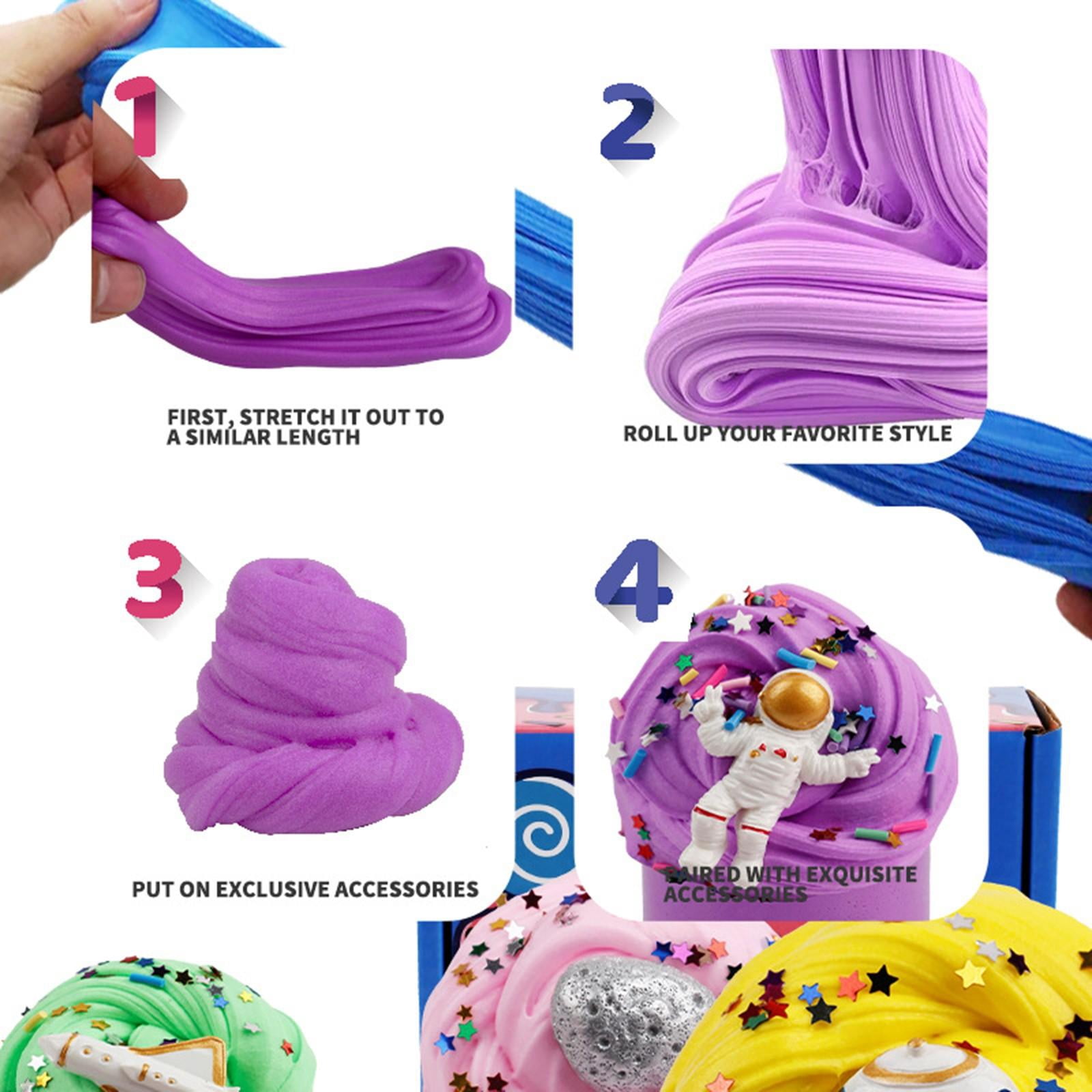 4-Pack Astronaut Slime Toy for Kids - Non-Sticky Galaxy Slime with Space Charms, Colorful Butter Slime Kit for Sensory Play, Party Favors, Stress Relief - Boys Girls Ages 3+