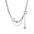 thumbnail image 1 of SGACAI Gargantilla con borlas en capas y estrellas brillantes, joyería con pentagrama, plata H3J5, 1 of 1