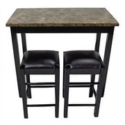 Pearington 36"H X 42"W 3 Piece Tavern/Counter Height Table with Faux Marble Top, Espresso Finish