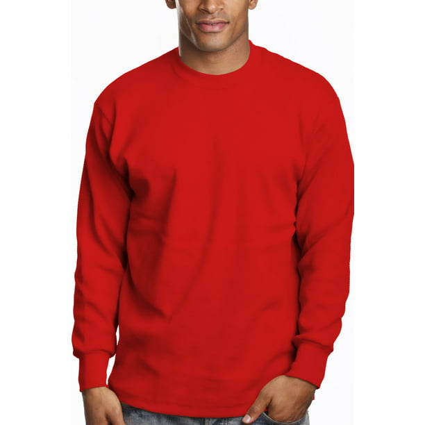 Pro Club - Pro 5 Super Heavy Mens Long Sleeve T-Shirt,Red,XL - Walmart ...
