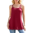 thumbnail image 1 of Charmo Débardeur en Dentelle Col Rond Fluide Bretelles Réglables Camisole Plissée avec Soutien-Gorge Intégré pour Femmes S-3TG, 1 of 7