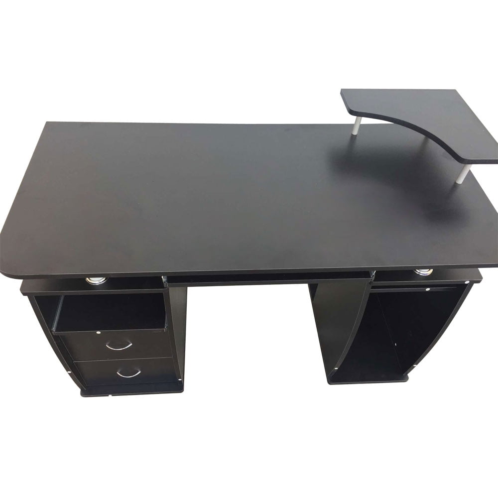Kepooman Integrated Melamine Board Computer Desk with Drawers, Black Kepooman Integrated Melamine Board Computer Desk with Drawers, Black