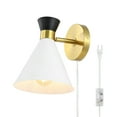 thumbnail image 5 of SAFAVIEH Jordie LED Black Iron Wall Sconce with White Metal Shade, 5 of 9