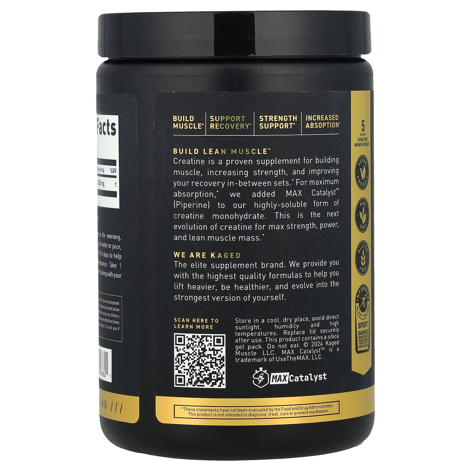 Kaged Elite Series, Creatine Monohydrate, Unflavored, 10.82 oz (307 g)