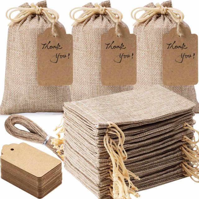 Bolsas de regalo de arpillera Homum, 25 unidades con cordón, 13 x 18 cm, color café