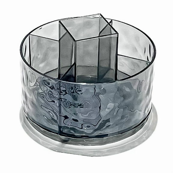 Makeup Brush Holder Organizer, 360° Rotating Makeup Brush Organizer, 5 Slot Make Up Brushes Cup for Cosmetics,A,1 * Rack,Transparent-Gray