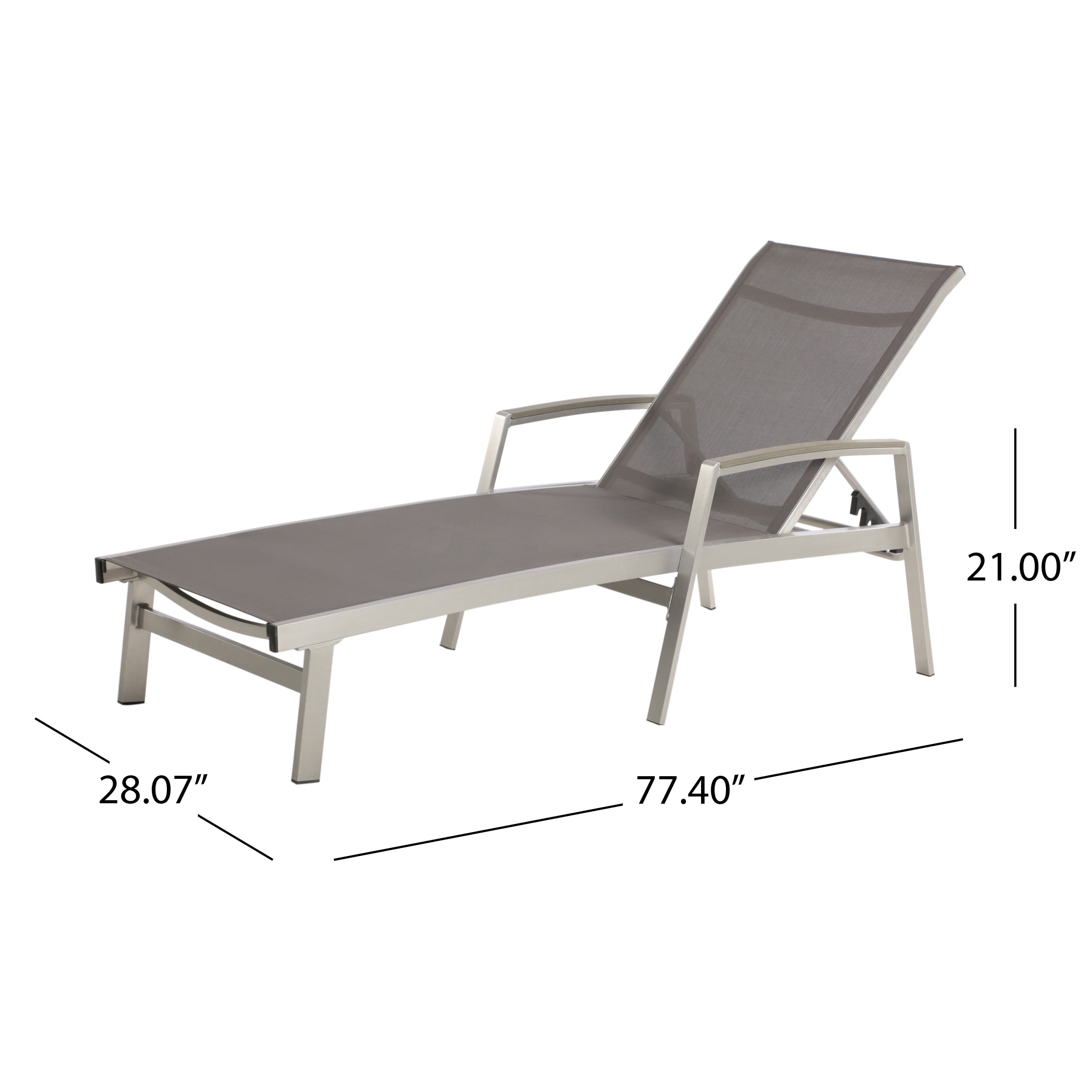 Terrance Outdoor Mesh and Aluminum Chaise Lounges, Set of 4, Gray
