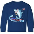 thumbnail image 3 of Inktastic Fourth of July Shark Surfing Long Sleeve Youth T-Shirt, 3 of 5