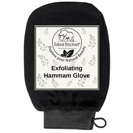 Exfoliating Hammam Glove - Face and Body Exfoliator Mitt Pure Black by Natural