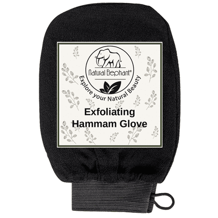 Natural Exfoliator - Exfoliating Hammam Glove - Face and Body Exfoliator Mitt Pure Black by Natural Elephant
