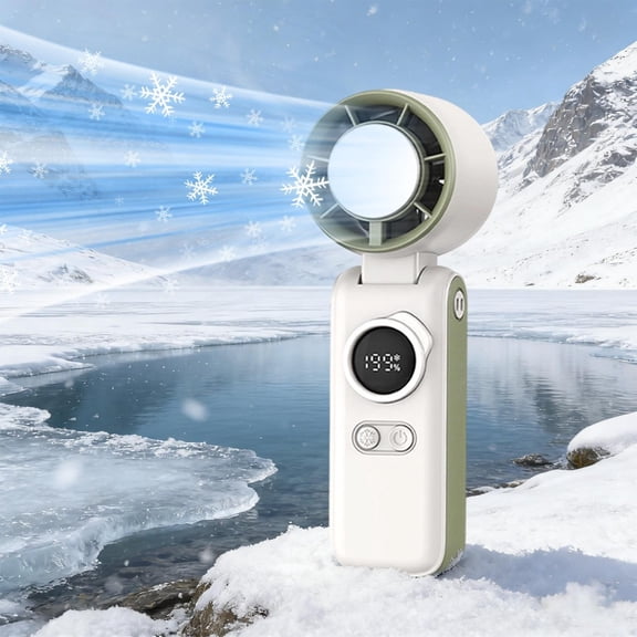 Thermoelectric Ice Cooling Handheld Fan 6000mAh 100-Speed Stepless Mini Portable Fan with Cold Plate for Outdoor Travel Sports,White