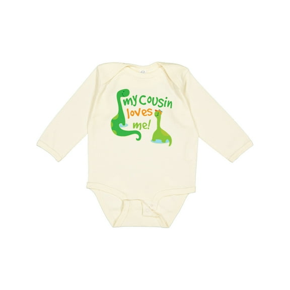 Inktastic My Cousin Loves Me Dinosaur Boys or Girls Long Sleeve Baby Bodysuit