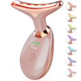 thumbnail image 1 of SDKWDH Terapia de luz roja para rostro y cuello Herramienta de masajeador facial de 7 colores para arrugas Masajeador facial vibratorio de papada con térmicas para el cuidado de la piel Oro rosa, 1 of 1