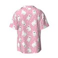 thumbnail image 5 of KLL Pink Cartoon Bear Print Men's Shirt Short Sleeve Button Down Summer Cuba Beach Shirts- X-Large, 5 of 5