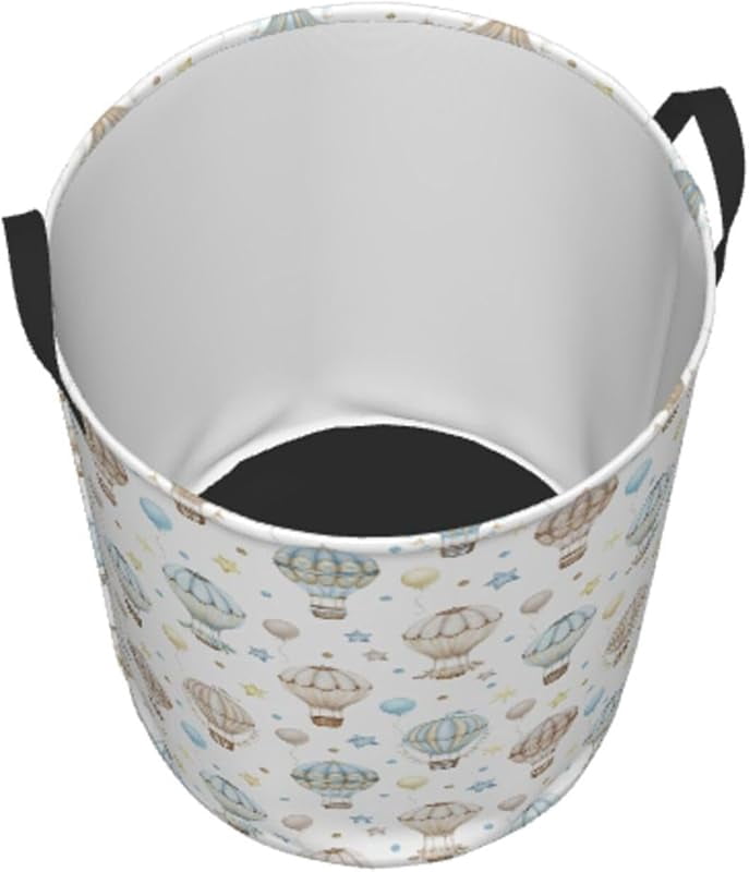 Watercolor Hot Air Balloon Round Laundry Hamper Storage Basket Toys Clothes Organizer Bin For Home Bathroom Bedroom Dorm Nursery