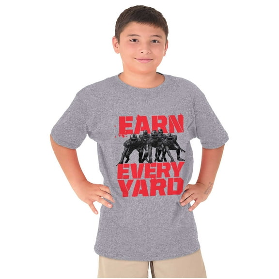 Football Athlete Earn Every Yard Boys Kids T Shirt Tees Tops Teen Brisco Brands XS