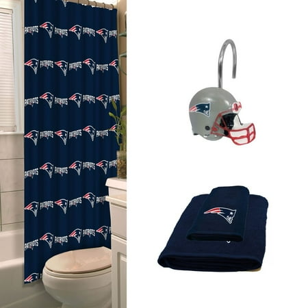 New England Patriots Bath Set With Hand Towel Shower New England Patriots Bath Set With Hand Towel Shower Curtain Hooks Com