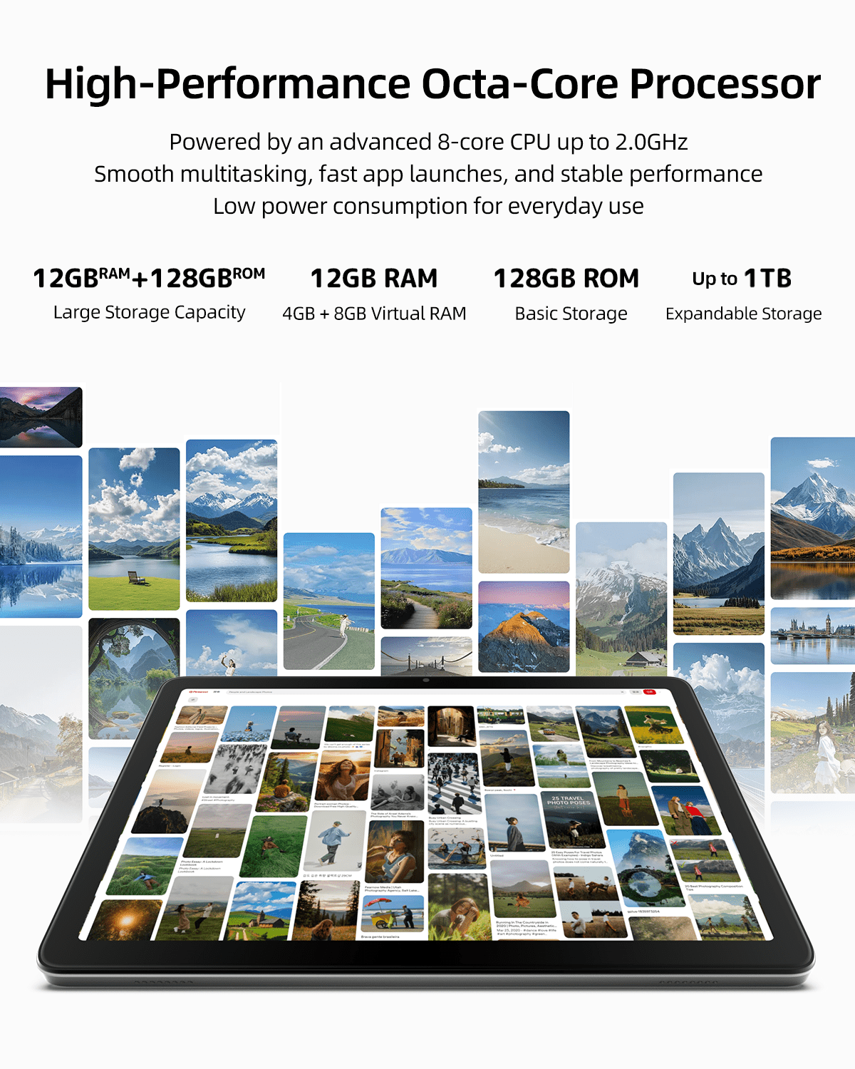 2026 Android Tablet 10 Inch, Android 15 Tablet with 12(4+8)GB RAM 128GB Storage, 8-Core CPU, 6000mAh Battery, BT 5.4, WiFi, Plimpton P1 - Silver