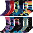 thumbnail image 2 of Men's Pattern Dress Funky Fun Colorful Socks 12 Assorted Patterns Size 10-13, 2 of 8