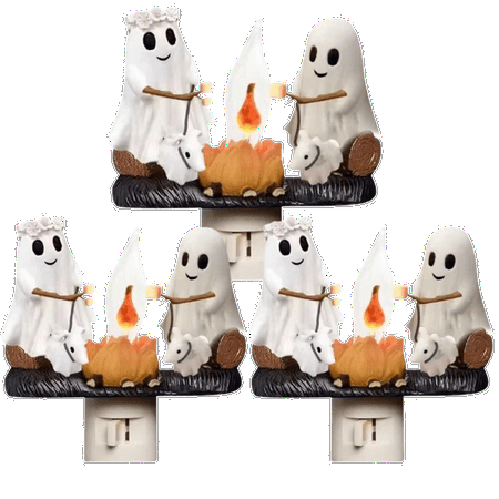 

Ghost Walking Dog Campfire Flickering Night Light Ghosts Campfire Flicker Flame Halloween Nightlight 3D LED Small Electric Faux Campfire Night Light Halloween Nightlight Decorations(3PCS)
