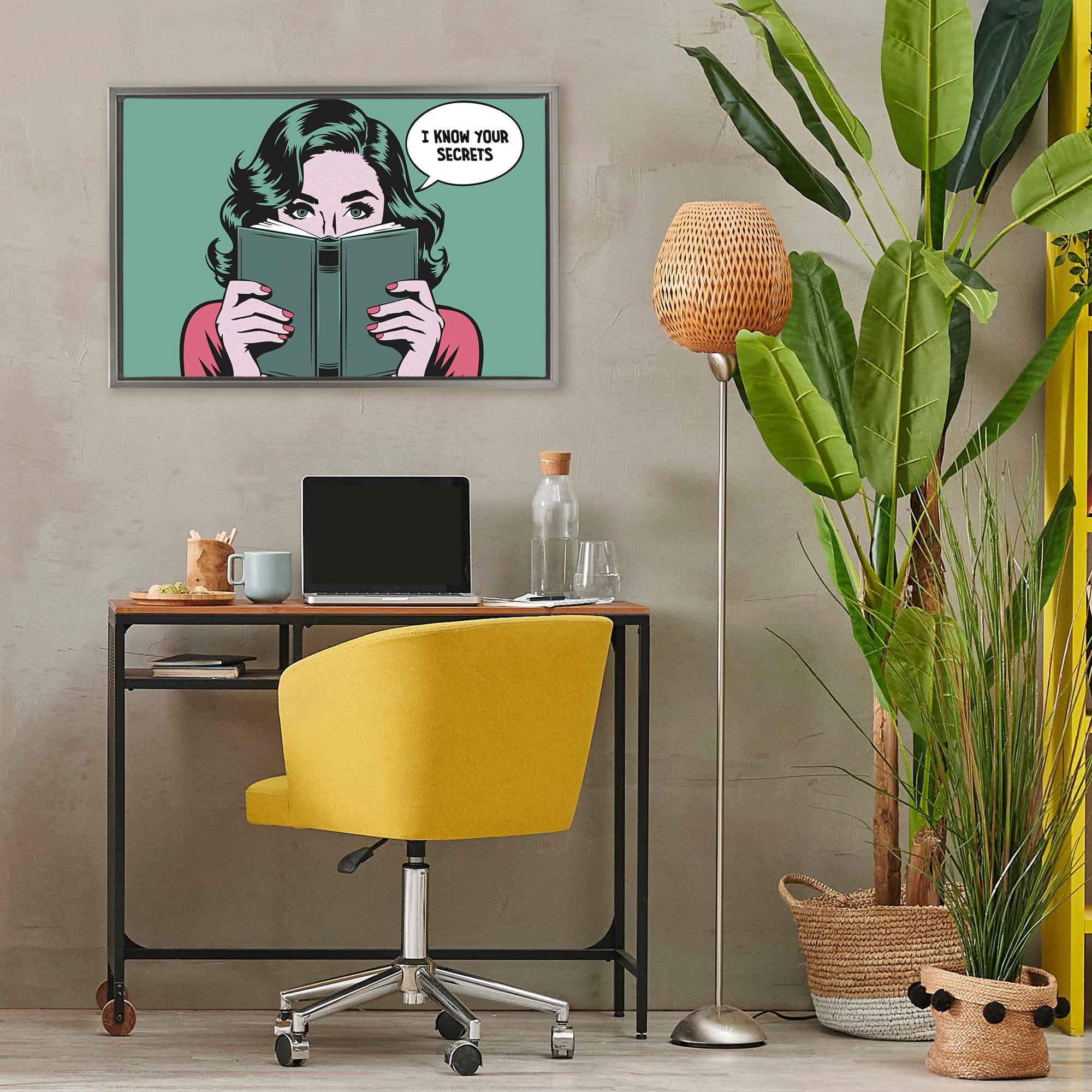 Stupell Industries Know Your Secrets Gray Framed Floater Canvas Wall Art, design by Andreas Magnusson