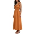 thumbnail image 4 of INSPIRE CHIC Boho Maxi Dress for Women Spaghetti Strap Square Neck A Line Flowy Smocked Dresses M Orange, 4 of 6
