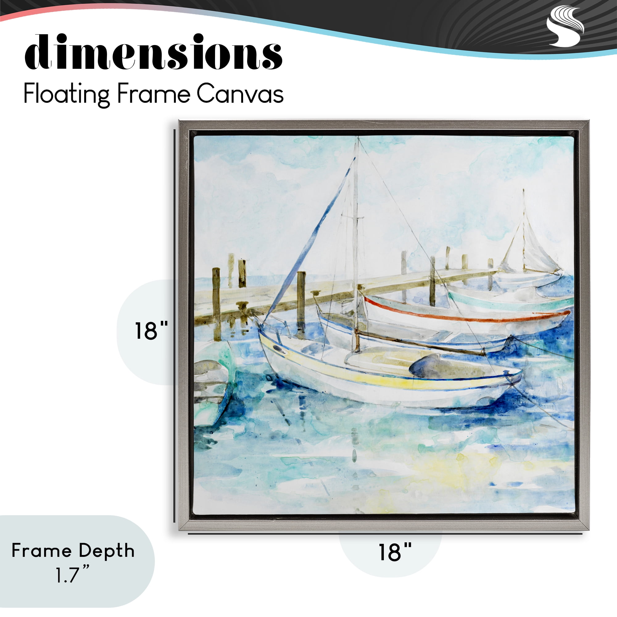 Stupell Industries Docked Sails on Stormy Seas Gray Framed Floater Canvas Wall Art, design by Lorenzo Collective