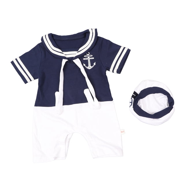 TraJes de mono de Marinero de Bebé, Algodón de Algodón Marinero Montado de Marinero