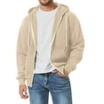 thumbnail image 4 of LTTVQM Mens Full Zip Casual Cotton Hooded Fleece Drawstring Hoodies Pullover Sweatshirts Casual Long Sleeve Shirts Beige L, 4 of 4