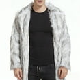 thumbnail image 2 of KBKYBUYZ Men's Faux Fox Fur Coat Turn-Down Collar Long Winter Jacket Gray XXXL, 2 of 7