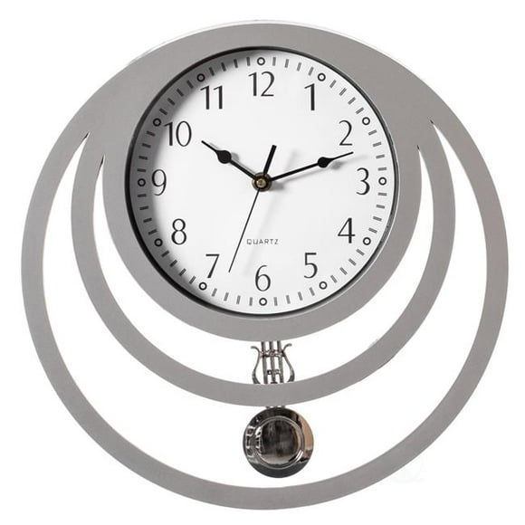 Quickway Imports QI004147.WT Décoratif Moderne Horloge Murale en Plastique Ronde Unique avec Cercles & 44; pour Salon & 44; Cuisine & 44; Ou Salle à Manger & 44; Argent
