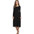 thumbnail image 2 of Cuteduck Women's Casual Long Sleeve Pleated T-shirt Dresses Crewneck Empire Waist Loose A-Line Flare Midi Dress S-2XL, 2 of 5