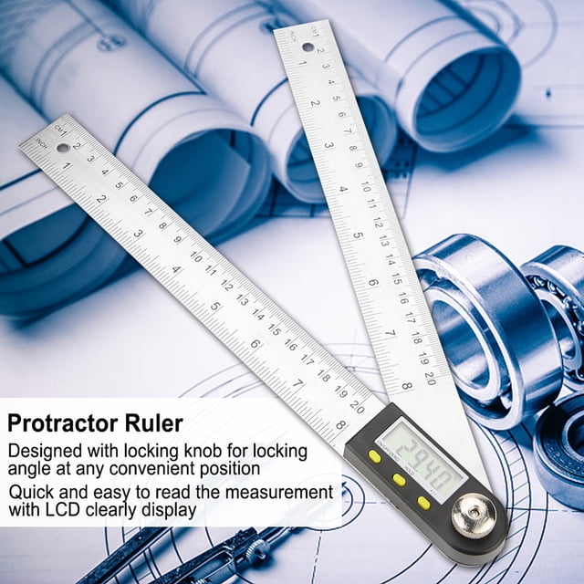 Goniometer Ruler, Digital Angle Finder Ruler, 0200mm Stainless Steel Electronic Protractor Goniometer Angle Finder Miter Gauge, Protractors