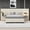 Beige, variant on Gray Queen Size Velvet Upholstered Platform Bed with Extra Wide Padded Big Headboard, Modern Bedroom Furniture, No Box Spring Needed