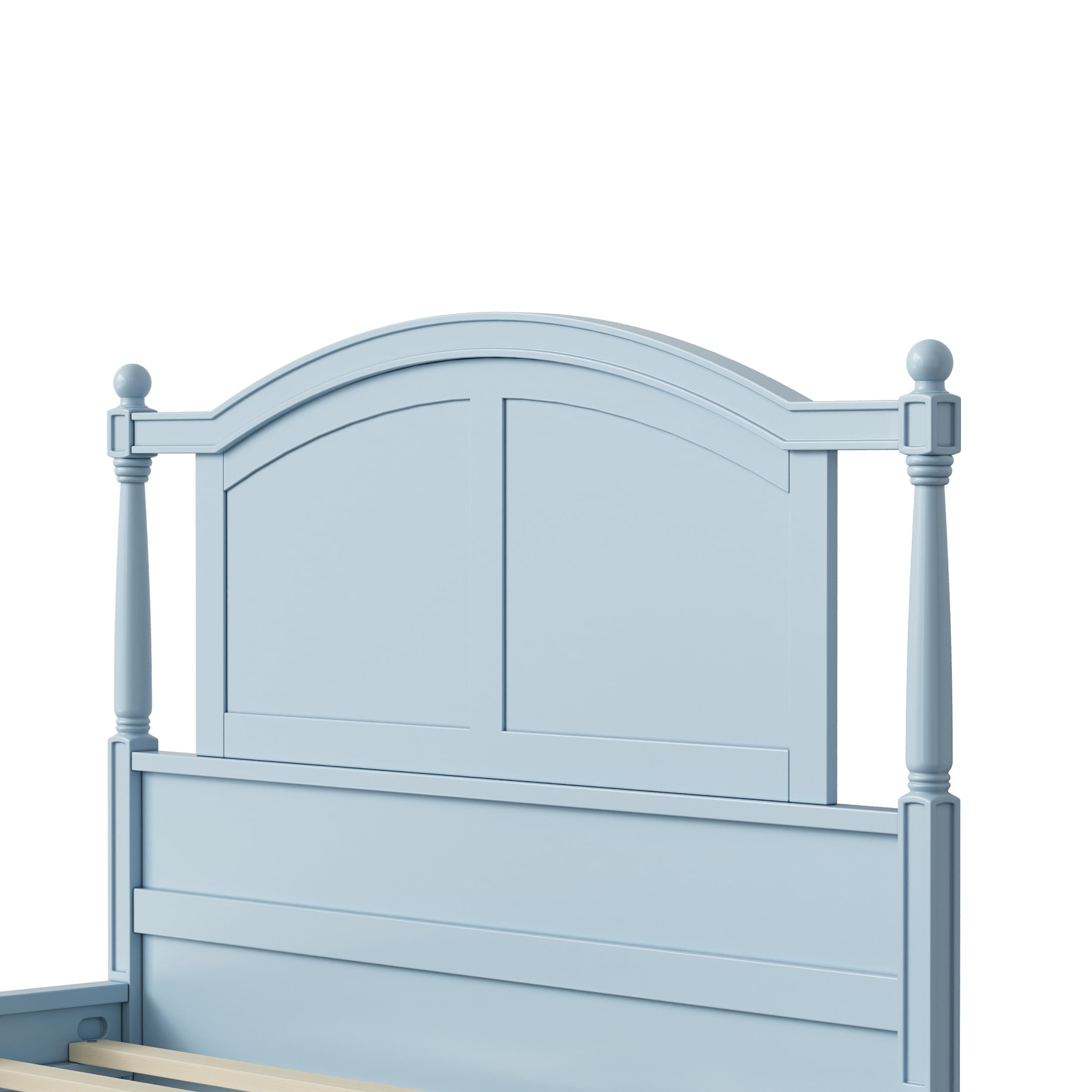 Noble House Norra Traditional Wooden Platform Full Bed Frame with Arched Headboard, Cottage Panel Bed Frame, Light Blue