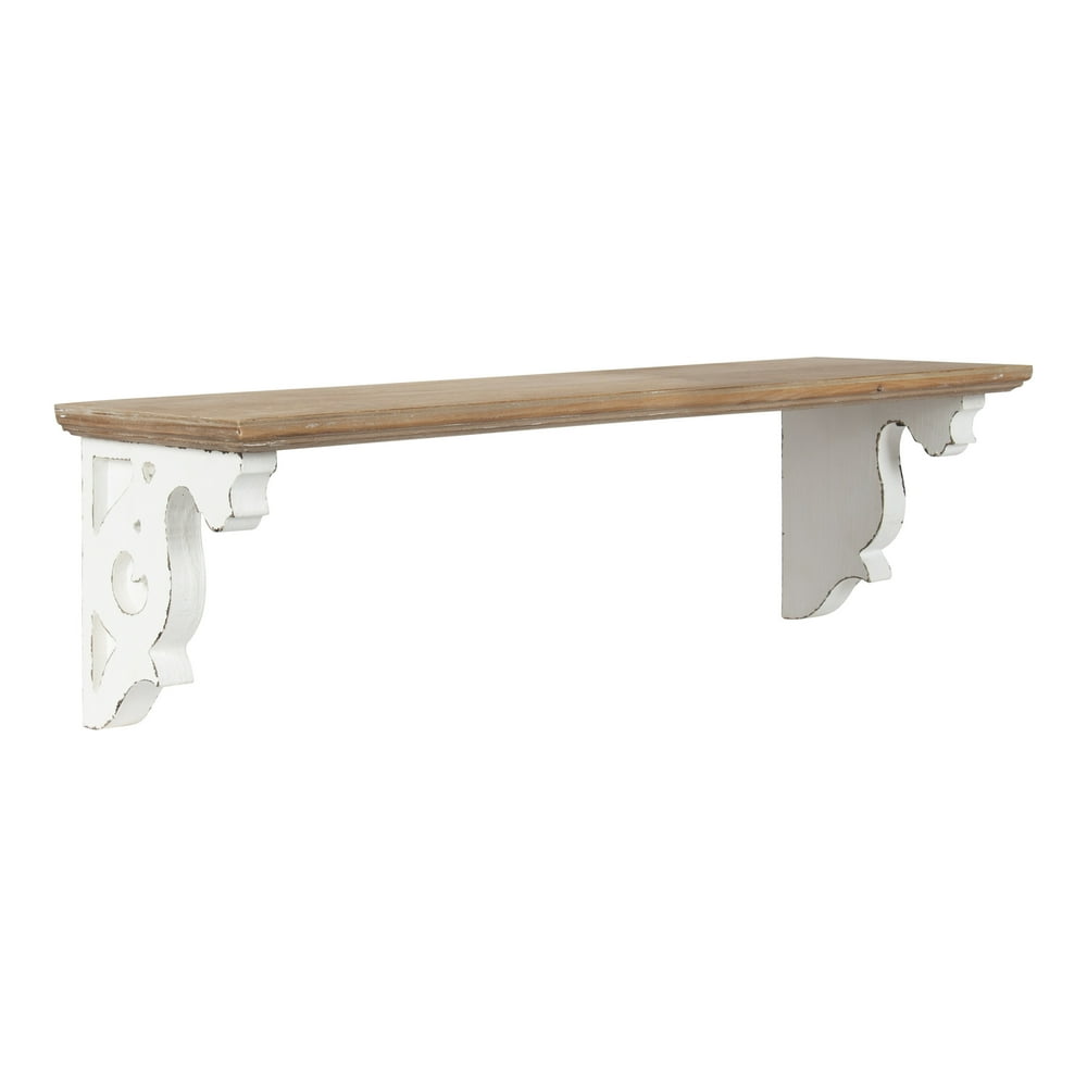 Kate and Laurel Abbidee Rustic Chic Wood Wall Shelf with Decorative