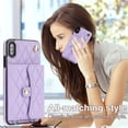 thumbnail image 4 of for iPhone X/XS Back Case, Luxury Ultra Slim Shockproof PU Leather Card Slots Kickstand Magnetic Snap Shoulder Strap & Wristlet RFID Blocking Phone Cover for iPhone X/XS, Violet, 4 of 9