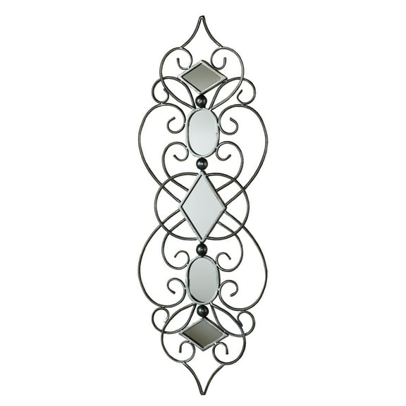 Sonatina Silver and Black Scrollwork Mirrored Metal Wall Art