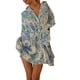 thumbnail image 3 of VISgogo Vestido de camisa con botones para mujer, mini vestido plisado de manga larga con cuello en V y cinturón VISgogo moda, 3 of 9
