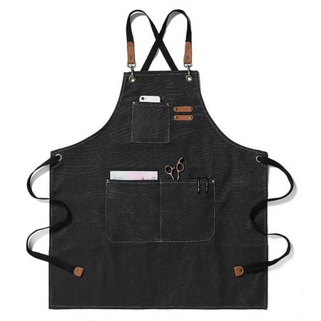 

New Fashion Canvas Kitchen Waterproof Apron Chef Apron Apron for Men for Grill Bar Shop Cafes Beauty Nails Uniform Kitchen (black OneSize)