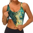 thumbnail image 3 of Balery Turquoise Golden Swirl Pattern Racerback Sports Bras for Women - Padded Seamless High Impact Support for Yoga Gym Workout Fitness-Medium, 3 of 8