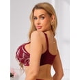 thumbnail image 3 of INSPIRE CHIC Women's Lace Front Zipper Closure Wireless Bra Push Up Full Coverage Lightly Padded Lingerie 2XL Green, 3 of 5