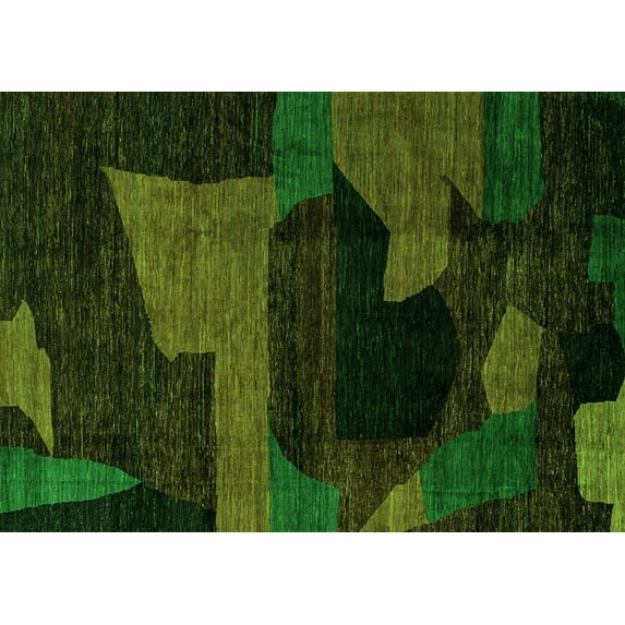 Ahgly Company Indoor Rectangle Oriental Green Modern Area Rugs, 6' x 9'