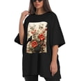 thumbnail image 4 of Plus Size Shirt for Women Black Tops for Women Short Sleeves Shirt for Women Birds T Shirt Oversized Shirt for Women S, 4 of 5