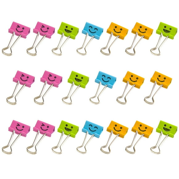 MasteelfCA 40 Pcs 19mm Clips de Classeur en Métal Expression Faciale Clips de Pince en Papier Creux Pinces à Queue pour École Bureau (Couleur Aléatoire)