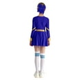 thumbnail image 2 of TiaoBug Girls Kids Diamond Long Sleeve Dance Dresses Cheer Leader Cheerleading Team Uniform Dress Up Blue 8, 2 of 7